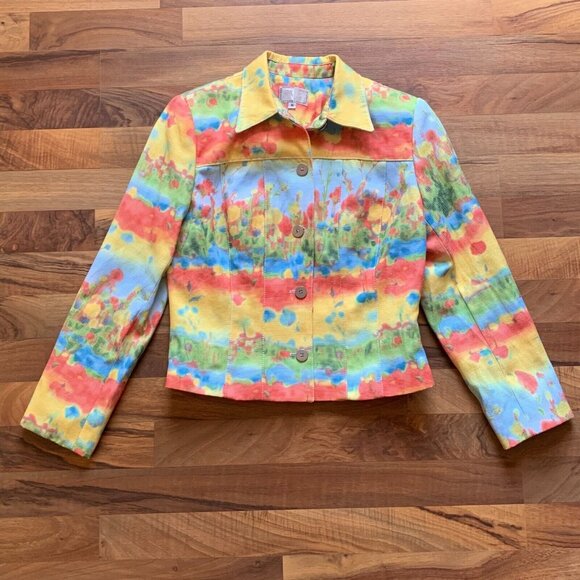 Vtg Albert Makali Jacket Short Colorful Lined Long Sleeve Button Shirt USA 8 - Picture 6 of 12
